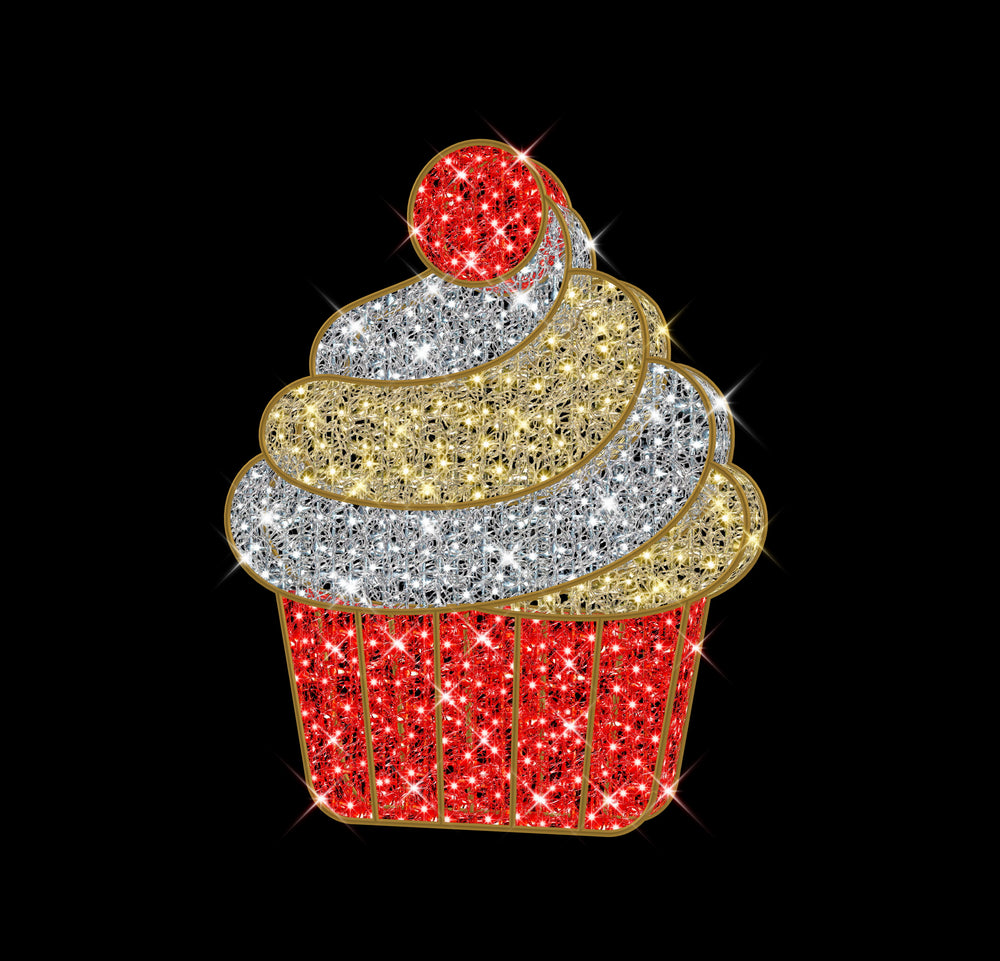 4 FT  X 5 FT LED Warm White, Red & White Cupcake