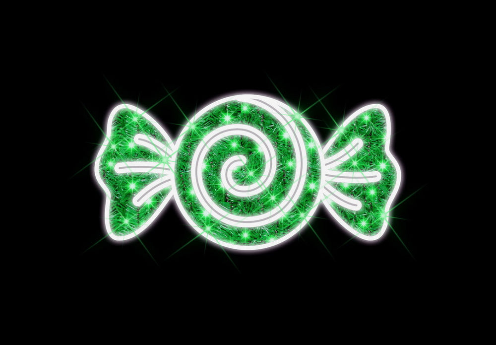 31" X 16" LED Green & White Peppermint Candy