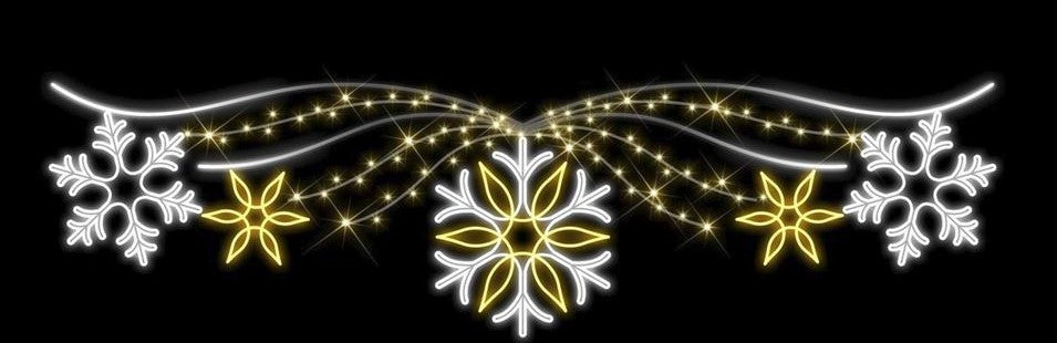 11 FT X 3 FT Warm White & Pure White Snowflakes LED Street Banner