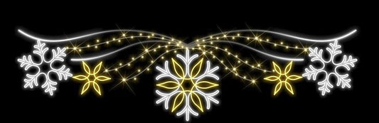 11 FT X 3 FT Warm White & Pure White LED Snowflakes Street Banner