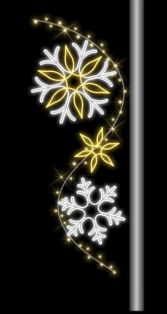 7 FT X 2.5 FT Warm White & Cool White LED Snowflake Pole Banner