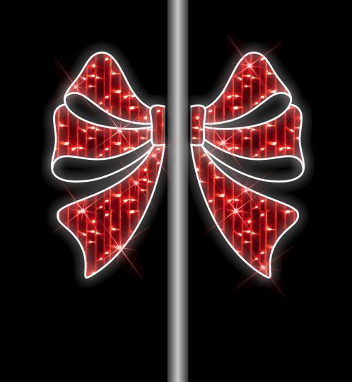 4 FT X 2 FT White & Red Bow LED Pole Banner