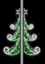 5 FT X 2 FT Green & White LED Tree Pole Banner