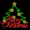 Feliz árbol de Navidad LED blanco cálido, rojo y verde de 4,5 pies x 4,5 pies