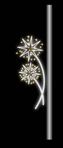 5 FT X 22" Pure White & Warm White LED Star Pole Banner