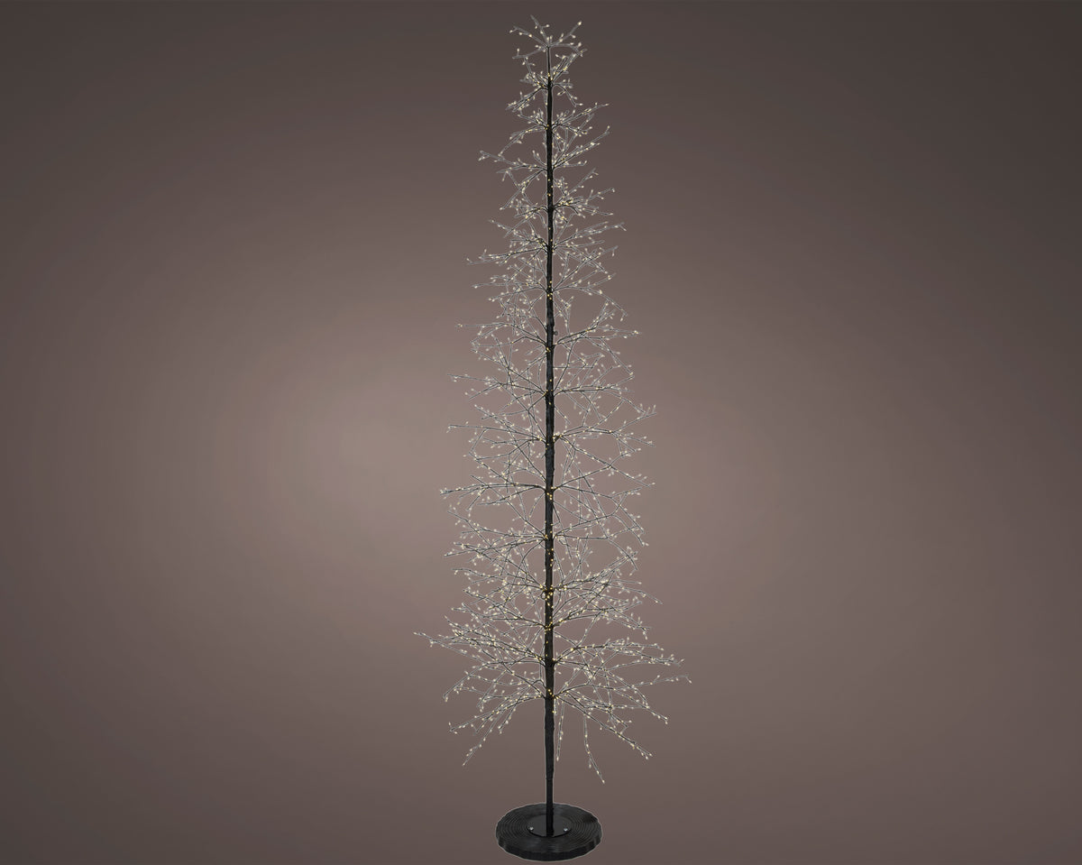 Árbol de 2048 luces LED clásicas cálidas, 2,74 m y tronco negro