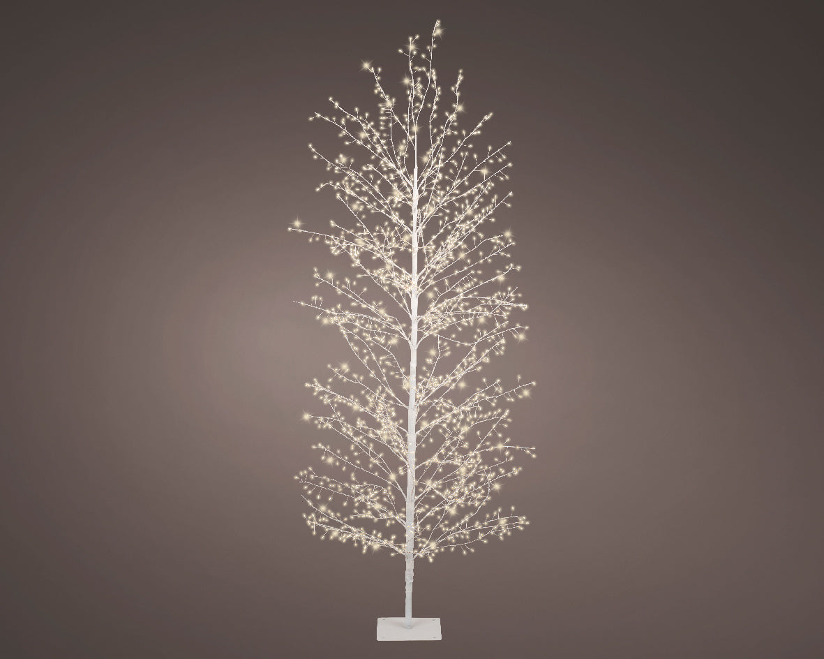 Árbol pequeño LED de 6 FT y 1755 luces de color blanco cálido con tronco blanco