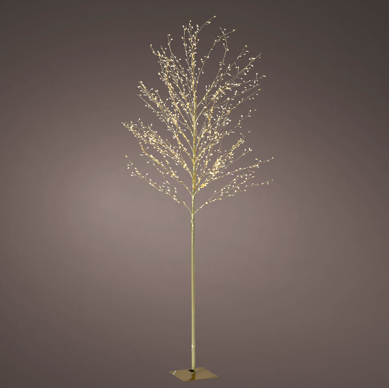 Decorative LED tree with a brown base on a dark gray background