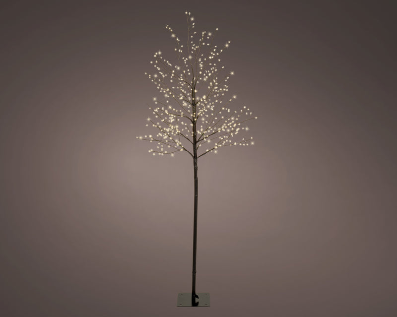 Árbol con tronco negro de 1,5 m y 480 luces LED blancas cálidas