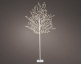 Árbol micro de 5 pies y 480 LED blanco cálido con tronco blanco