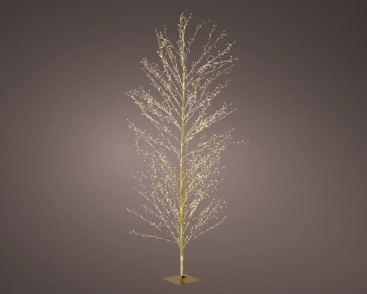 Árbol de Microleds de 1,8 m con 1755 LED Blancos Cálidos y Tronco Dorado