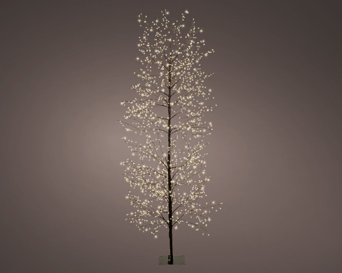 Árbol con micro luces LED cálidas de 1,8 m y 1755 luces, con tronco negro
