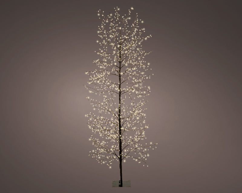 Árbol con micro luces LED cálidas de 1,8 m y 1755 luces, con tronco negro