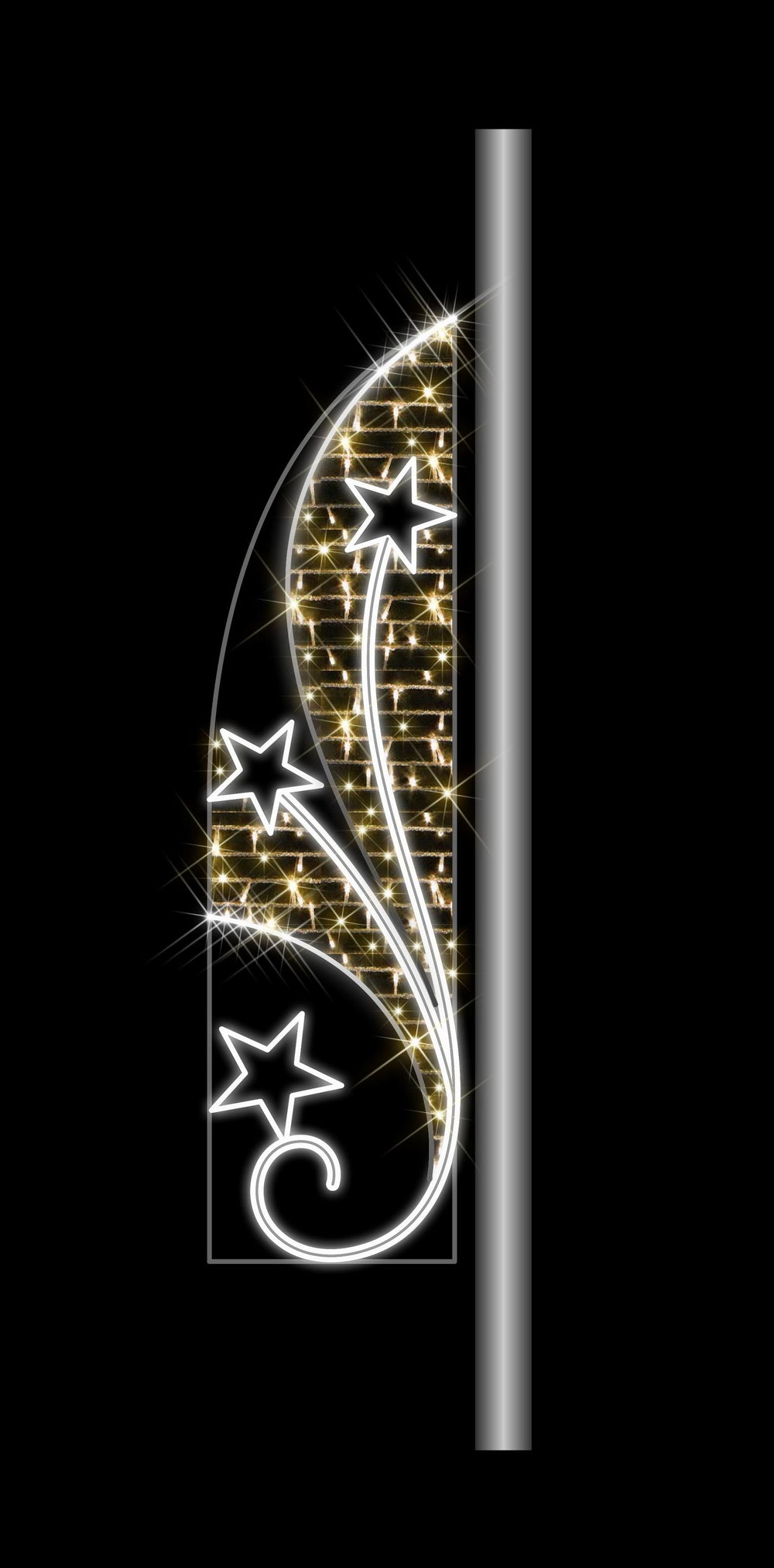 6.5 FT X 2 FT Warm White & White LED Shooting Stars Pole Banner