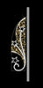 Decorative metal wall art with star and vine designs on a black background