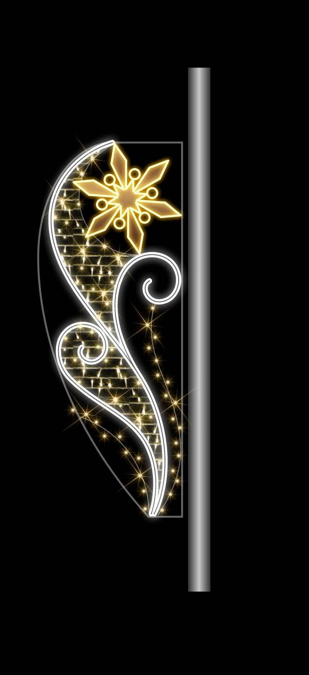 6.5 FT X 2.5 FT Warm White & White LED Flower Pole Banner