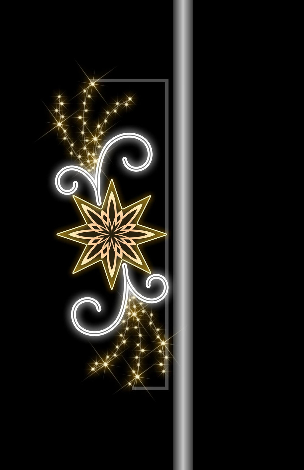 6 FT X 2 FT Warm White & White LED Star Pole Banner