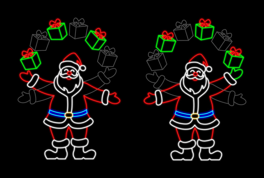 6.5 FT X 5 FT LED Animated Santa with Moving Gift Boxes