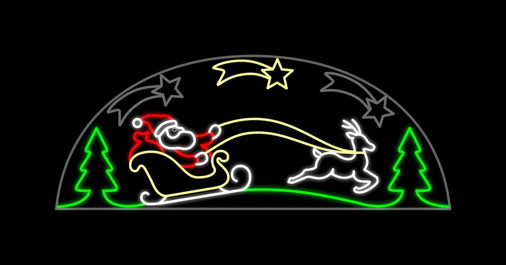 6 FT X 2 FT LED Animated Santa On Sleigh