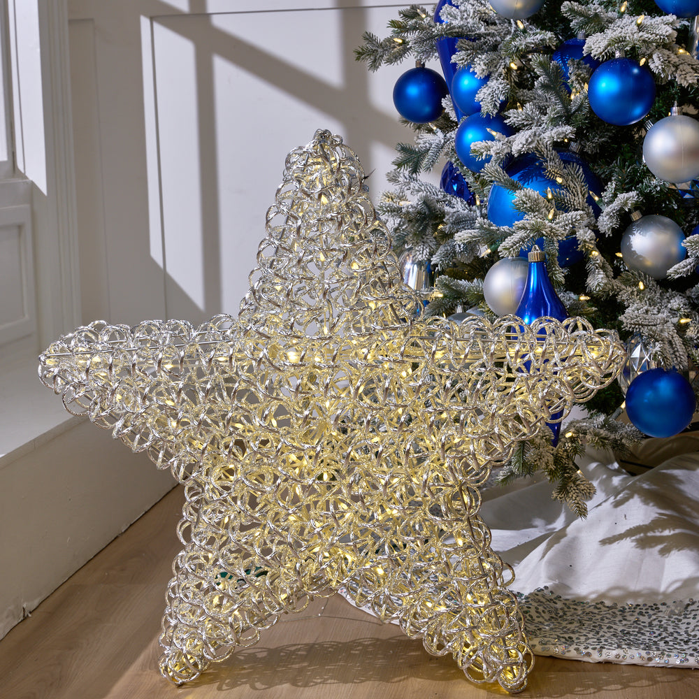 2.8 FT 100 LED Warm White Silver Star