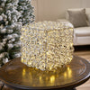 Cubo de plata de 11" con 100 luces LED blanco cálido