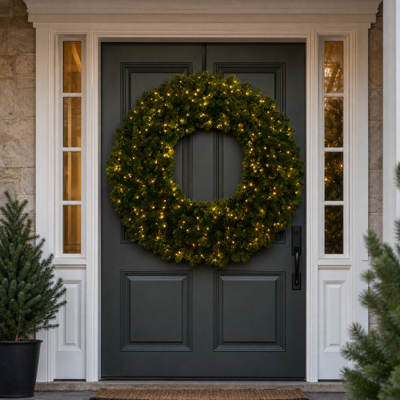 Bristol Pine Wreath Pre Lit Warm Warm Micro LED Twinkling Lights