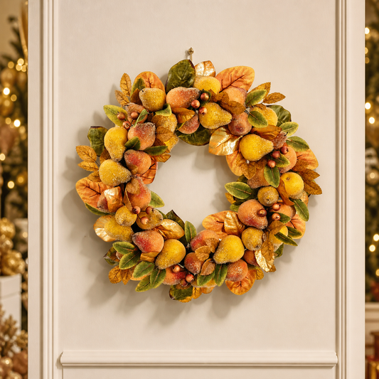 30" Beaded Pear & Berry Wreath