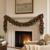 6 FT Red Berry Garland With Ornaments