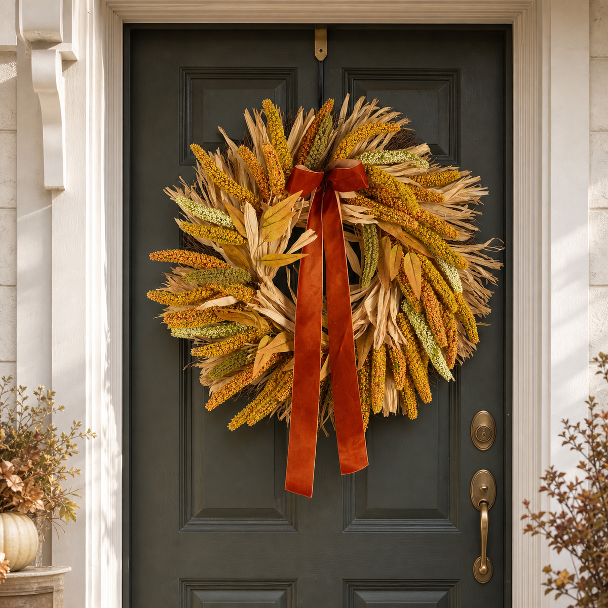 24" Fall Astilbe Wreath With Bow