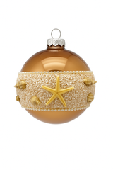 Bronze Beaded Shell Ball Ornament Set Of 2