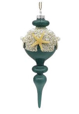 Blue Coastal Finial Ornament With Pearls Set Of 2