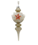 Tan Coastal Finial Ornament With Pearls Set Of 2