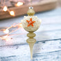 Tan Coastal Finial Ornament With Pearls Set Of 2