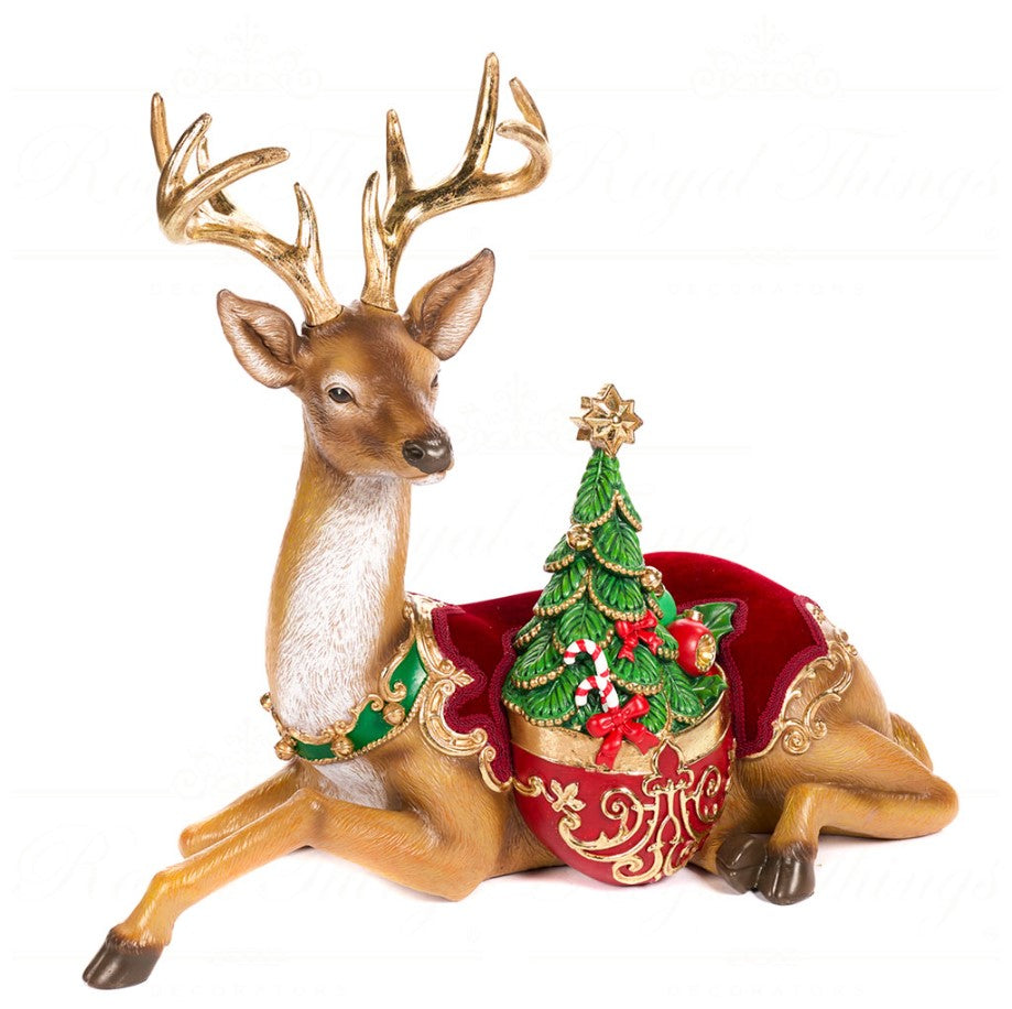 31" Deer Laying Down With Tree