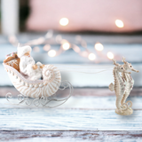8" Santa Shell Sled With Seahorses