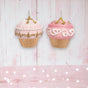 Juego de 2 adornos surtidos para cupcakes en color rosa y dorado de 3,5"