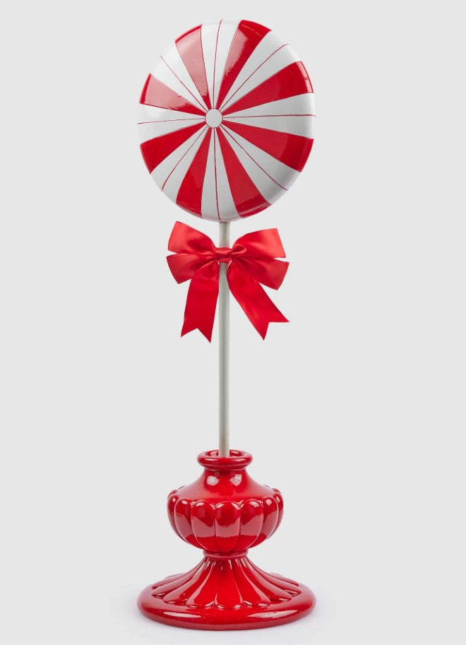 28" Peppermint Lollipop On Red Topiary Base