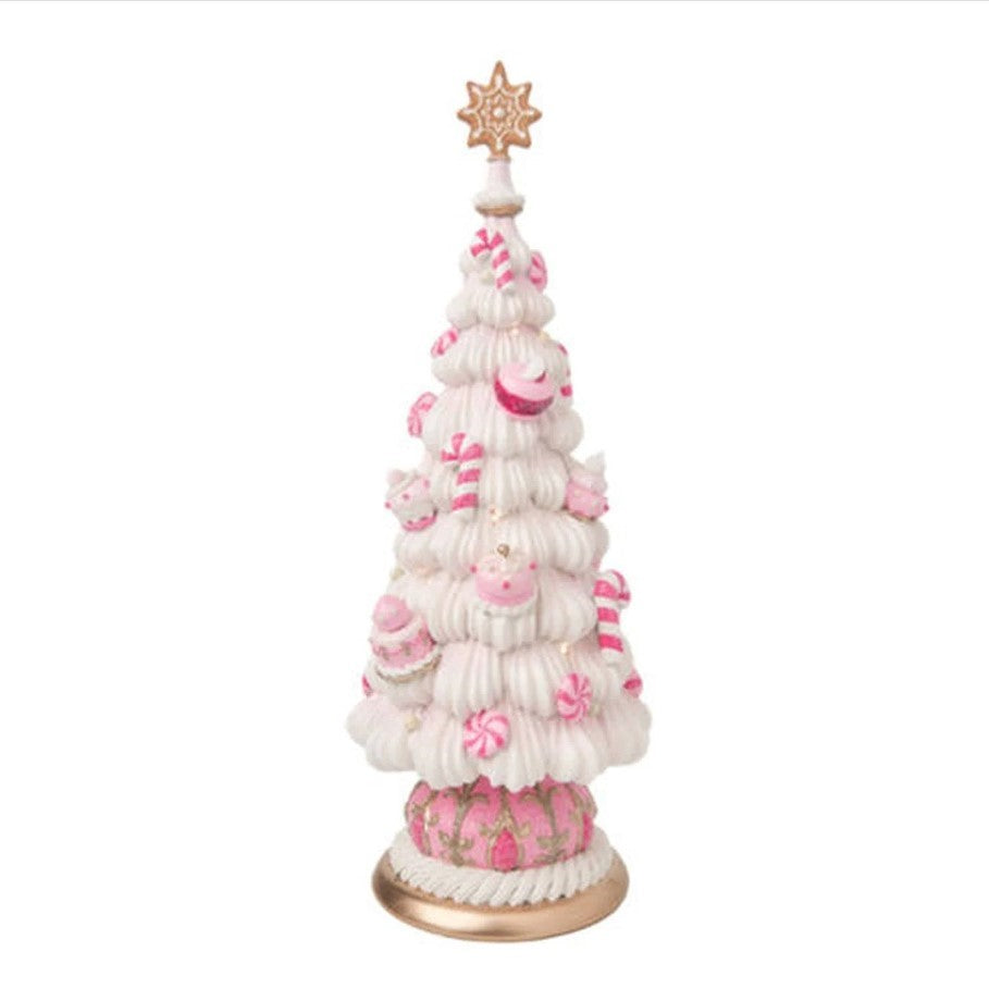 16" Lighted Pink Candy Frosting Tree