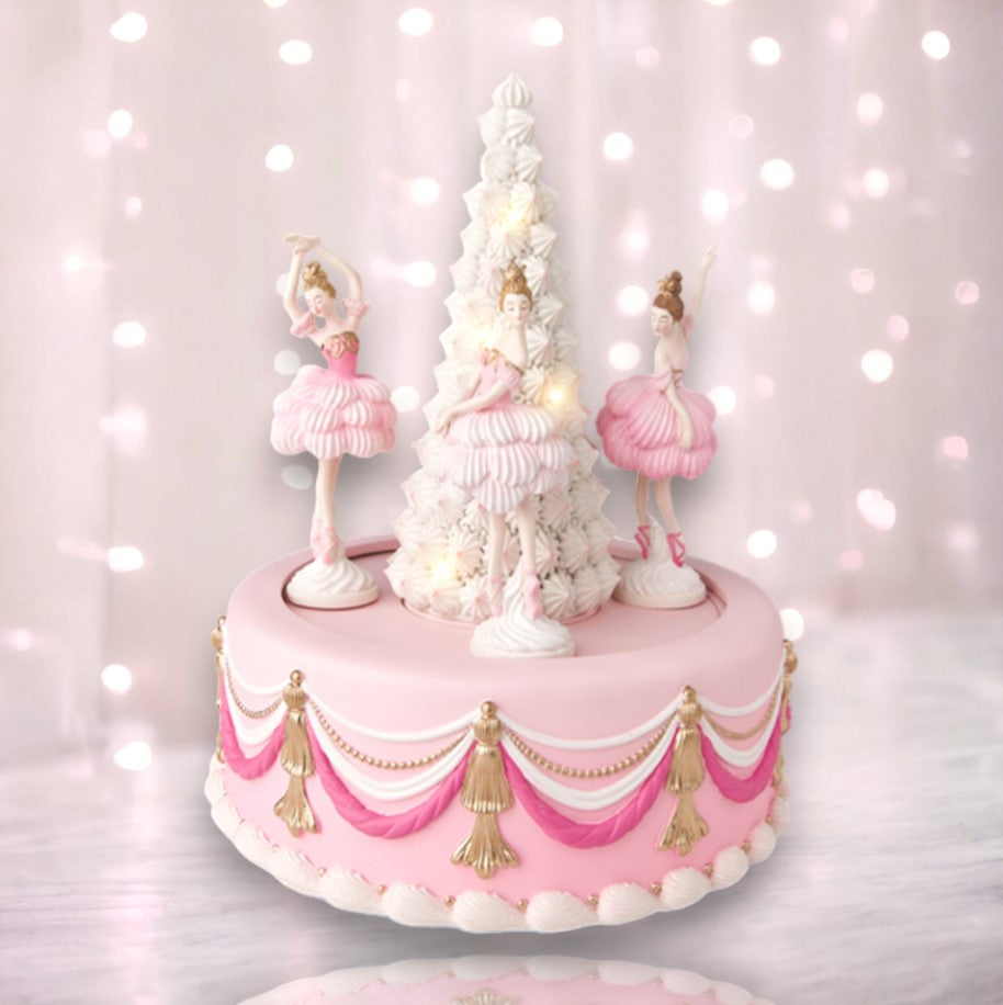 10" Musical Lighted Pink Cake With Ballerinas