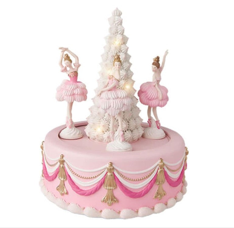 10" Musical Lighted Pink Cake With Ballerinas