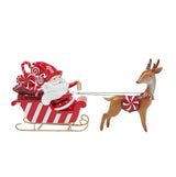 14.5" Santas Candy Cane Sled With Reindeer
