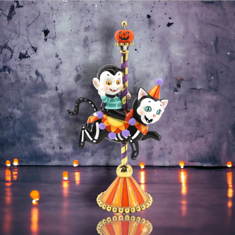 Vampire On Cat Carousel & Pumpkin