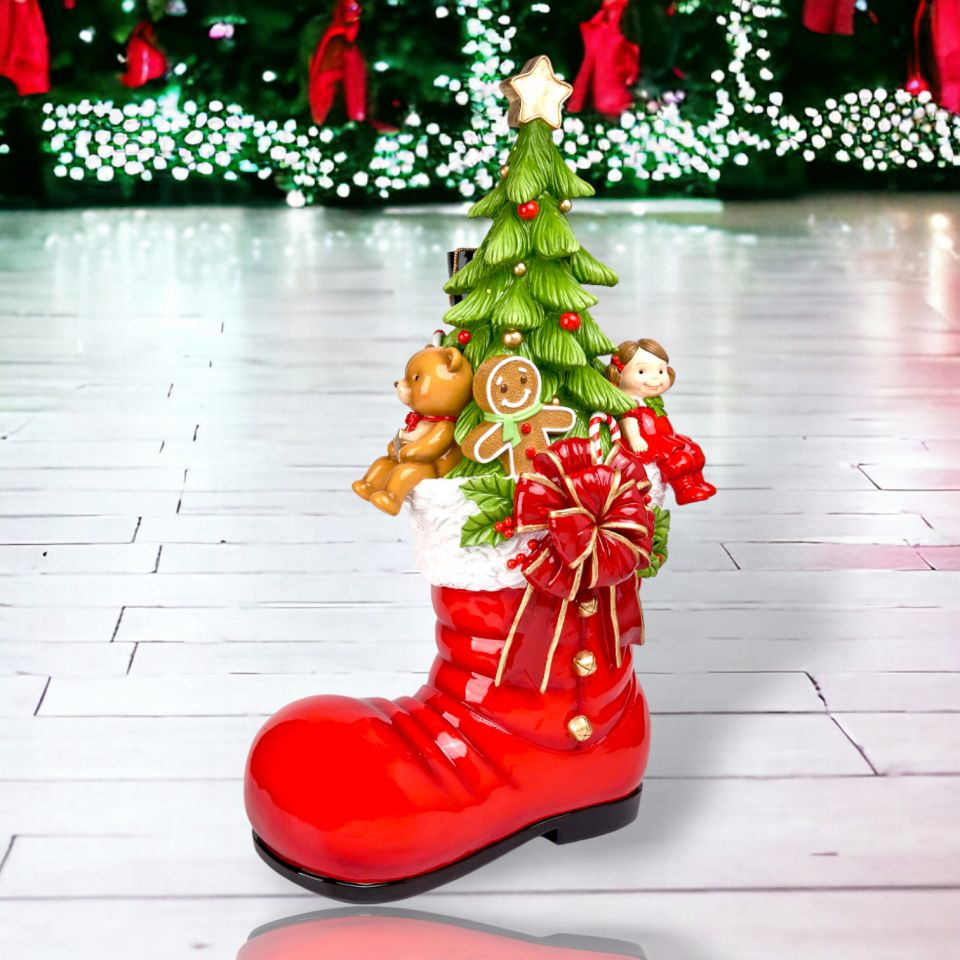 3 FT Lighted Red Boot With Tree
