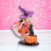 12" Witch Girl With Black Cat & Pumpkin