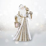 18" White & Gold Santa With Lantern