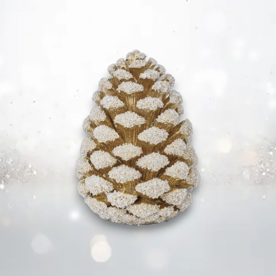 10" Frosted Gold Pinecone