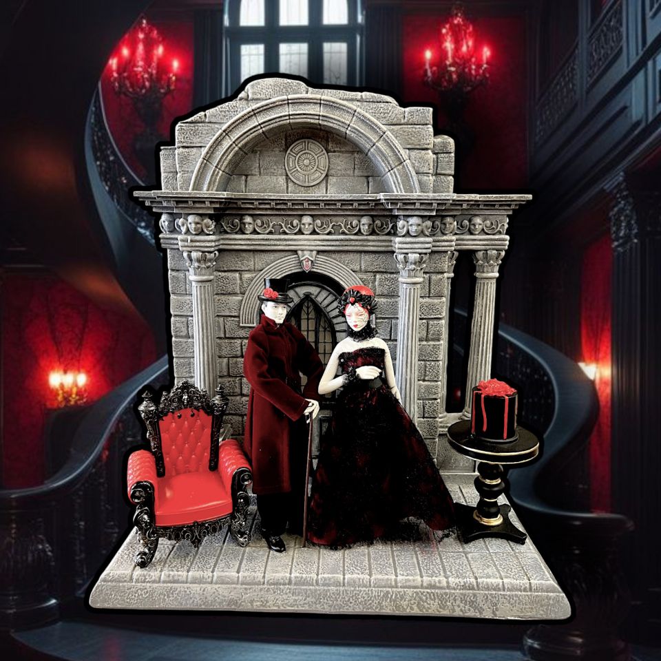 21" LED Gothic Vampire Wedding Couple Scene