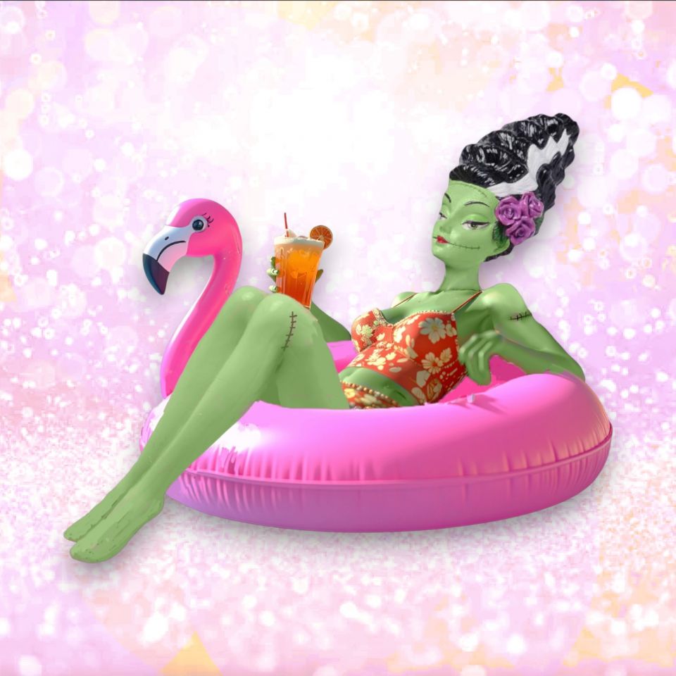 12" Monster Bride On Flamingo Float