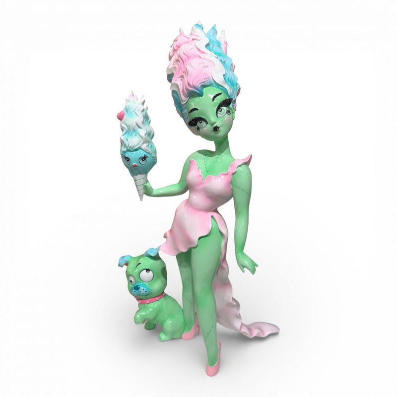 18" Green Monster Bride With Dog Holding Ice Cream