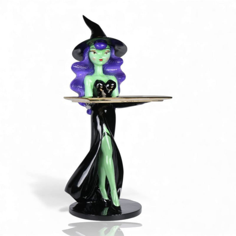 2 FT Purple Hair Witch With Serving Tray